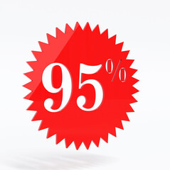 Sale 95 percent in red 3d rendering