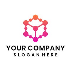 Hexagon connected dots technology logo