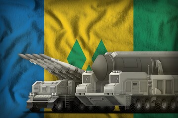 Saint Vincent and the Grenadines rocket troops concept on the national flag background. 3d Illustration