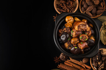 Chinese cuisine: braised chestnut pig tail