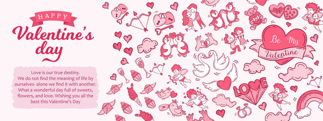 Valentine's day banner illustration. Background template for Valentine's Day celebration