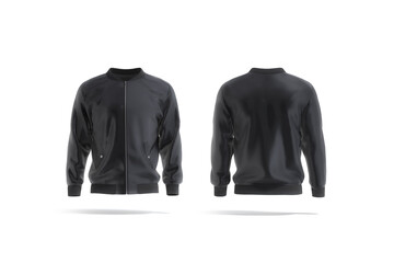 Blank black bomber jacket mockup, front and back view © Alexandr Bognat