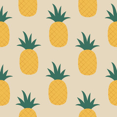 Seamless pineapple vector pattern. Modern colorful tropical pineapple summer pattern for textile, print, fabric, wrapping, wallpaper, package. Exotic flat fruit illustration.
