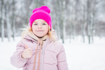 Beautiful little girl portrait in winter