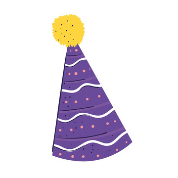 Purple Birthday Celebration Hat Icon Vector Illustration Design