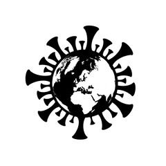 Coronavirus black sign world map