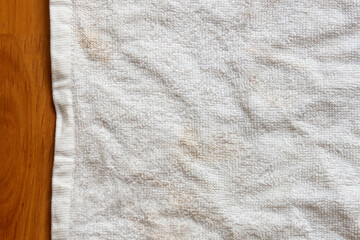 Fototapeta na wymiar white dirty towel on floor