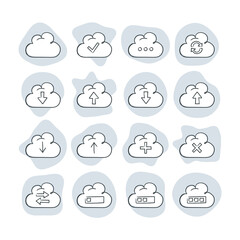 Cloud Upload Illustration Icon Set - 409925542