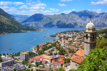 Naklejka na ściany i meble Kotor Old town and the Kotor bay, Montenegro