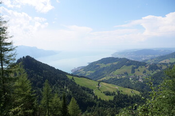 Naklejka na ściany i meble Beautiful mountain landscape above Lake Geneva