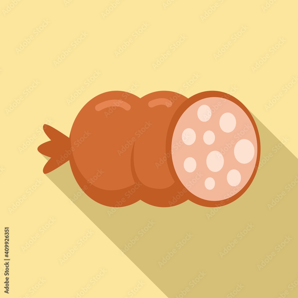 Sticker Fried sausage icon. Flat illustration of fried sausage vector icon for web design