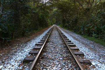 Fototapeta premium Train line that connects the city of Cuzco and Aguas Calientes in the vicinity of Machu Picchu