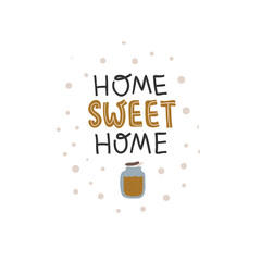 Home sweet home hand drawn vector quote.