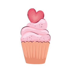 sweet cupcake with heart love icon vector illustration design