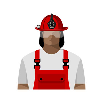 A firefighter in uniform and helmet. Isolated color image. Vector illustration