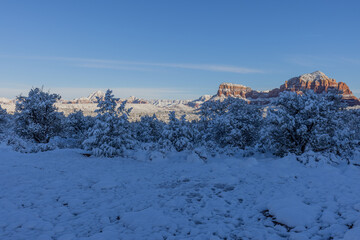 Snow Covered Red Rocks of Sedona Arizona Landscape in Winter