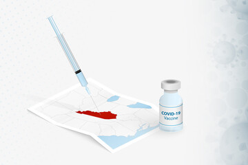 Kentucky Vaccination, Injection with COVID-19 vaccine in Map of Kentucky.