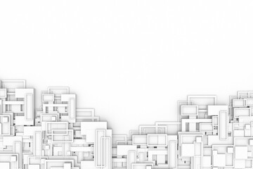 White 3d geometry tech style with copy space white modern architect background.3d illustration and rendering.