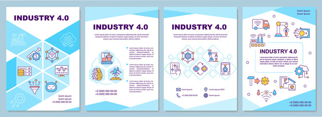 Fototapeta na wymiar Industry 4.0 brochure template. Increasing production profit. Flyer, booklet, leaflet print, cover design with linear icons. Vector layouts for magazines, annual reports, advertising posters