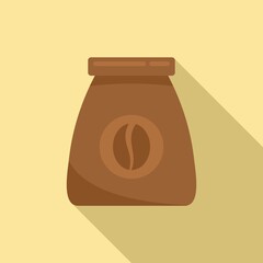 Coffee bean bag icon. Flat illustration of coffee bean bag vector icon for web design