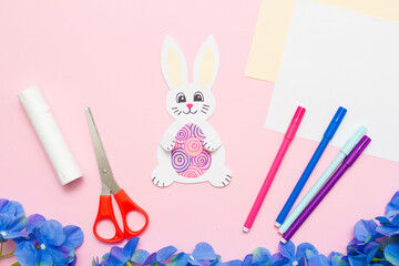 DIY Easter. Easter bunny made of paper. Step-by-step instruction. Step 6