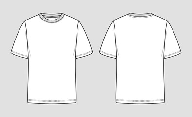 T-shirt round neck sketch. Vector illustration