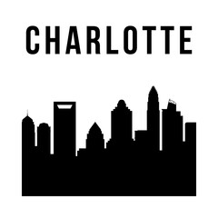 Fototapeta premium Charlotte city simple silhouette. Modern urban background. Vector skyline.