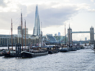 Fototapeta na wymiar River Thames, Shard and TowerBridge, London, UK
