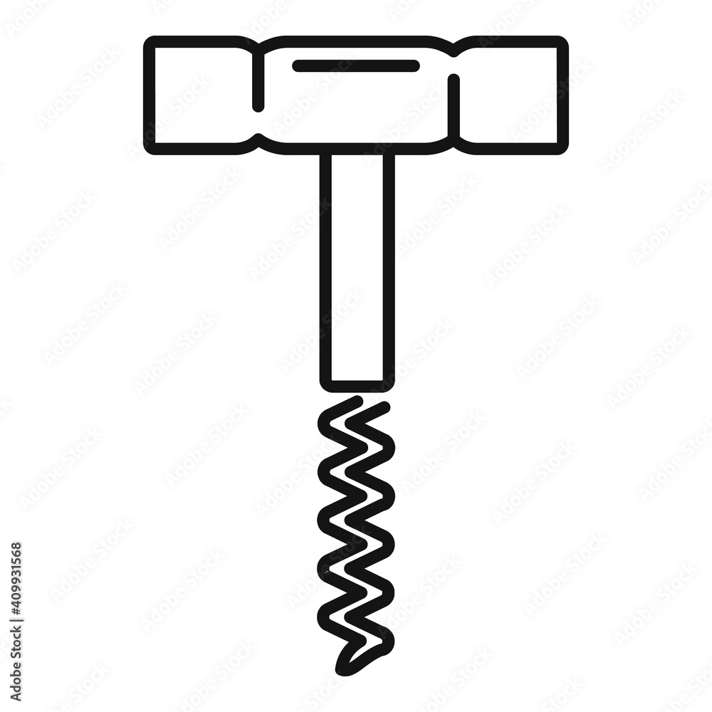 Wall mural Corkscrew icon. Outline corkscrew vector icon for web design isolated on white background