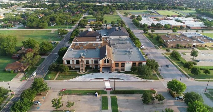 Aerial view of the first Baptist Church in Keller Texas.