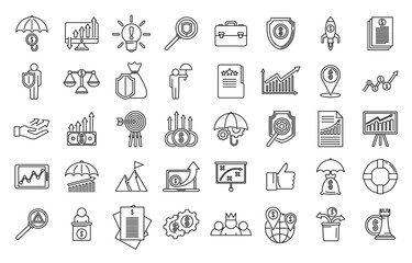 Crisis manager money icons set. Outline set of crisis manager money vector icons for web design isolated on white background