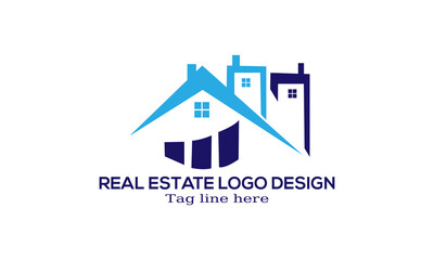 Naklejka premium Real Estate Logo Design. Creative abstract real estate icon. 