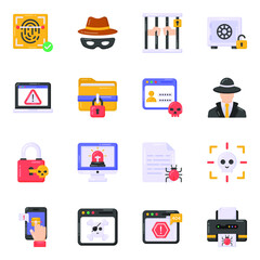 
Pack of Cyber Crimes Flat Icons 
