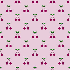Seamless pattern with cherry. Vector illustration.
