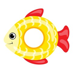 Gold fish inflatable ring icon. Cartoon of gold fish inflatable ring vector icon for web design isolated on white background