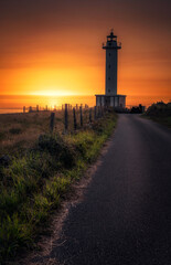 Sunset at a lighthouse in Asturias