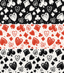 Seamless background set. Casino, poker concept vector illustration