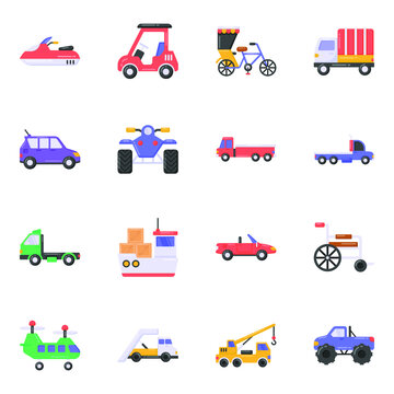  Pack of Transportation Flat Icons © SmashingStocks