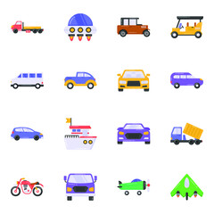 
Pack of Transport and Travel Flat Icons 
