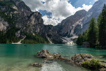 Beautiful view of Braies Lake