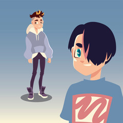 millennial teenagers, trendy youth culture clothes