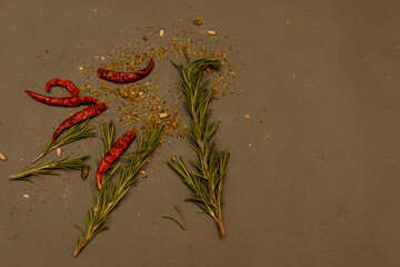 red chili pepper with rosemary