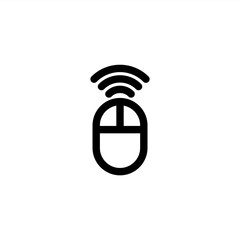 Wireless optical mouse icon in outline style. Connection and network icon