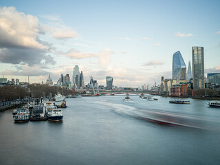 River Thames with City of London Skyline, London, UK