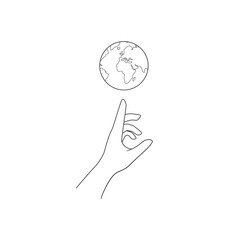 Hands hold the globe. Vector illustration isolated on white background