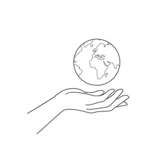 Hands hold the globe. Vector illustration isolated on white background