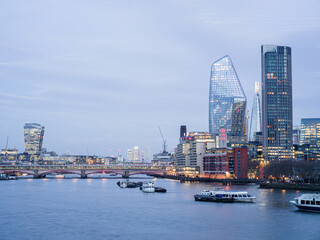 River Thames with City of London Skyline, London, UK