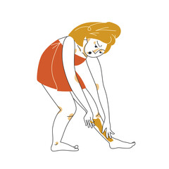 The girl who applies sugaring paste. Vector illustration in flat minimal style.