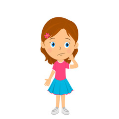 cute cartoon girl shows doubt