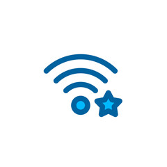 Starry wifi network icon in blue color style. Connection and network icon